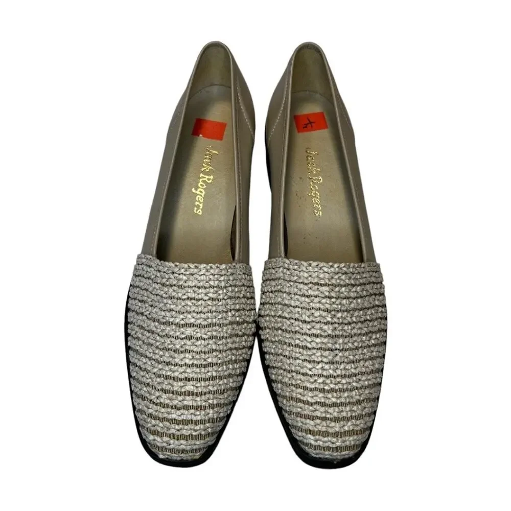 Jack Rogers Woven Fabric Toe Slip On Wedge Heel Shoe Size 8.5N